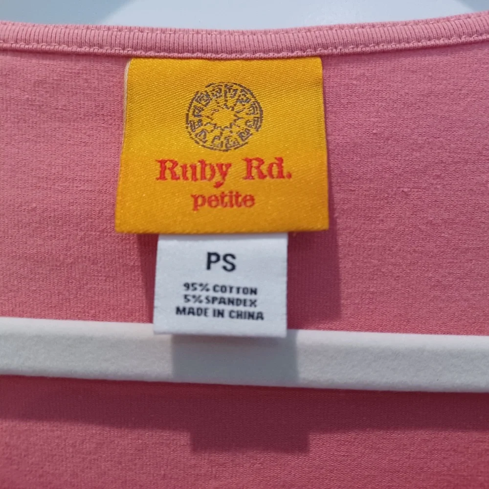 NWT RUBY ROAD PETITE SMALL SILVER METALLIC EMBELLISHED BOHO COTTON TOP! - Picture 3 of 4